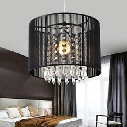 Lampă suspendată modernă și contemporană din metal cromat din cristal