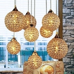 Lampă suspendată din metal galvanizat cu cristal Globe, modernă și contemporană