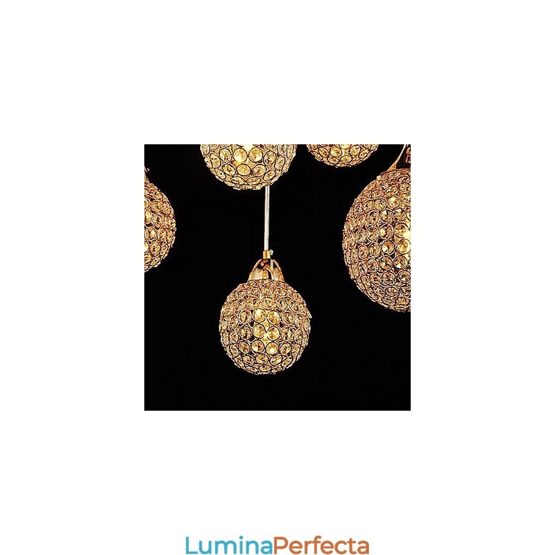 Lampă suspendată din metal galvanizat cu cristal Globe, modernă și contemporană