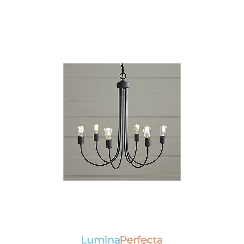 Candelabru din metal cu pictură de țară