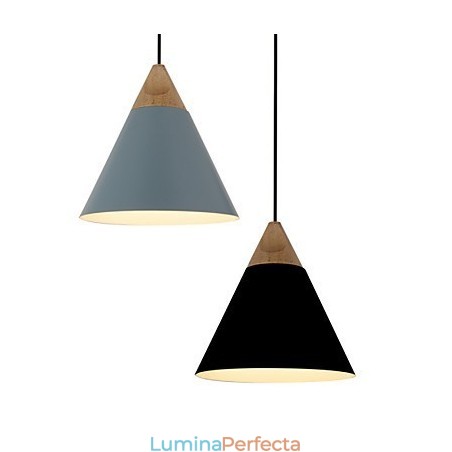 Lampă suspendată con mini artistică, 1 lumină, finisaj modern, simplitate, negru, alb, albastru praf, aluminiu și lemn. Lampă suspendată con mini artistică, 1 lumină, finisaj modern, simplitate, negru, alb, albastru praf, aluminiu și lemn.
