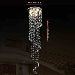 Lumină suspendată din cristal modernă Candelabru de iluminat Lămpi cu o singură spirală D70CM H250CM