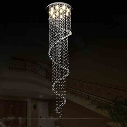 Lumină suspendată din cristal modernă Candelabru de iluminat Lămpi cu o singură spirală D70CM H250CM
