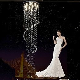 Lumină suspendată din cristal modernă Candelabru de iluminat Lămpi cu o singură spirală D70CM H250CM
