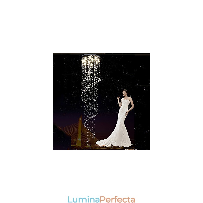 Lumină suspendată din cristal modernă Candelabru de iluminat Lămpi cu o singură spirală D70CM H250CM