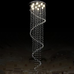 Lumină suspendată din cristal modernă Candelabru de iluminat Lămpi cu o singură spirală D70CM H250CM