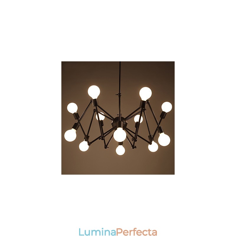 Candelabru American Loft Black Lights Iron Spider Cu 12 Capete