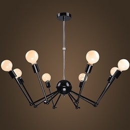 Candelabru American Loft Black Lights Iron Spider Cu 12 Capete