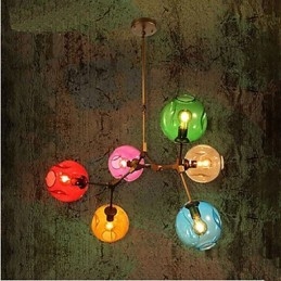 Candelabru cu 6 lumini cu bec din sticla Art Color
