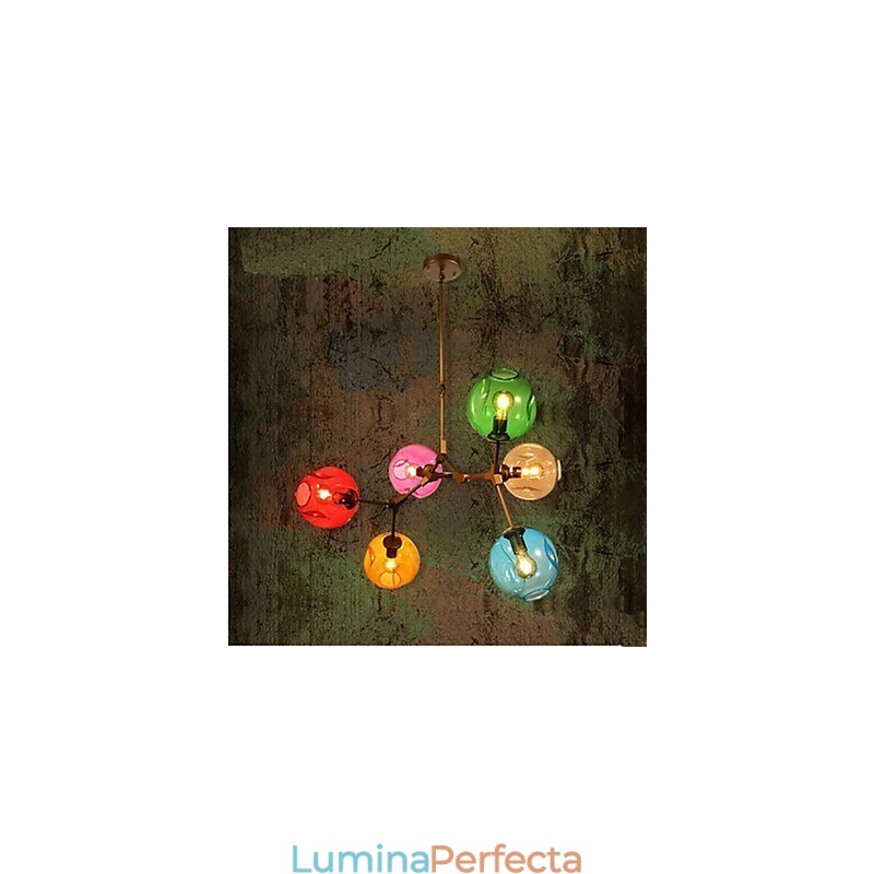 Candelabru cu 6 lumini cu bec din sticla Art Color