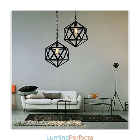 Lampă industrială retro droplight hexaedru originalitate artistică suspendată din fier forjat Lampă industrială retro droplight hexaedru originalitate artistică suspendată din fier forjat