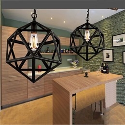 Lampă industrială retro droplight hexaedru originalitate artistică suspendată din fier forjat