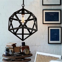 Lampă industrială retro droplight hexaedru originalitate artistică suspendată din fier forjat