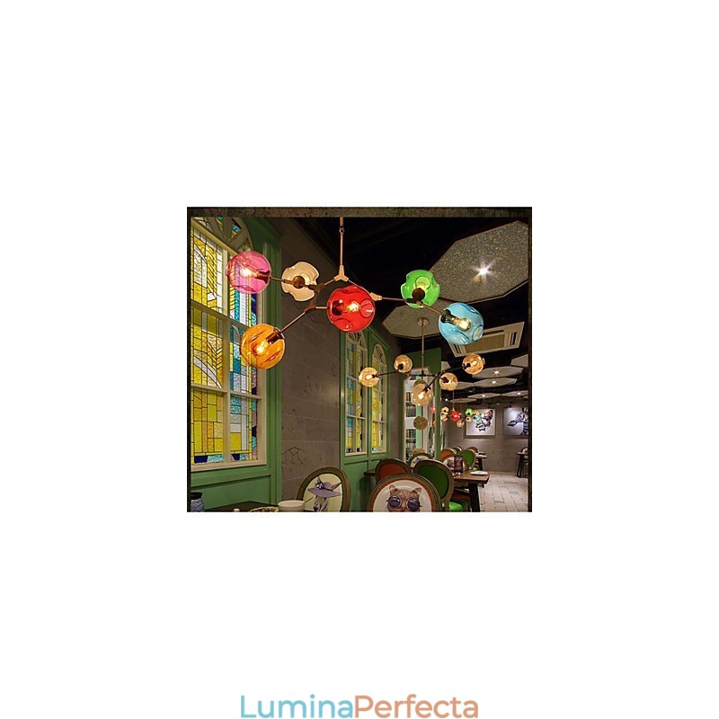 Candelabru cu 6 lumini cu bec din sticla Art Color