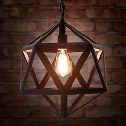 Lampă industrială retro droplight hexaedru originalitate artistică suspendată din fier forjat