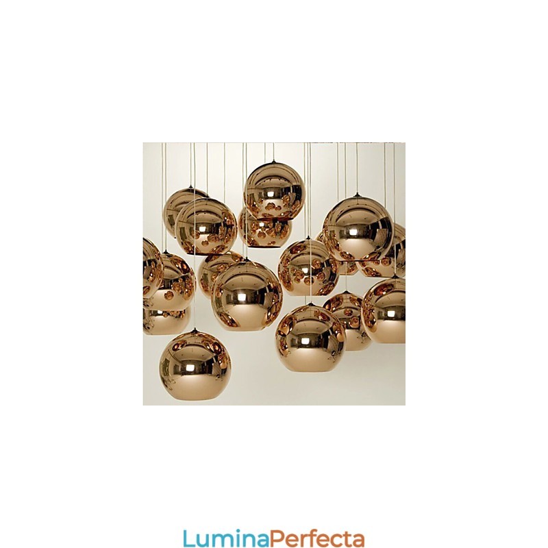 Lampă suspendată cu bile de galvanizare, sticlă, simplă, creativă, nordică, retro