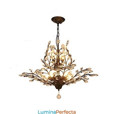 Vintage Crystal Flush Mount 7Lights Metal Painting Negru SAU Aur Vintage Crystal Flush Mount 7Lights Metal Painting Negru SAU Aur