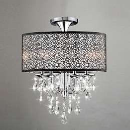 Candelabru cromat modern, contemporan, cu tambur, în stil mini