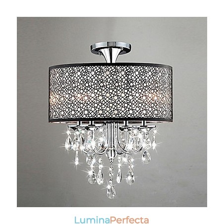 Candelabru cromat modern, contemporan, cu tambur, în stil mini