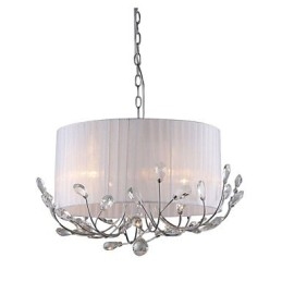 Candelabru Modern De Cristal Cu Abajur De Tesatura