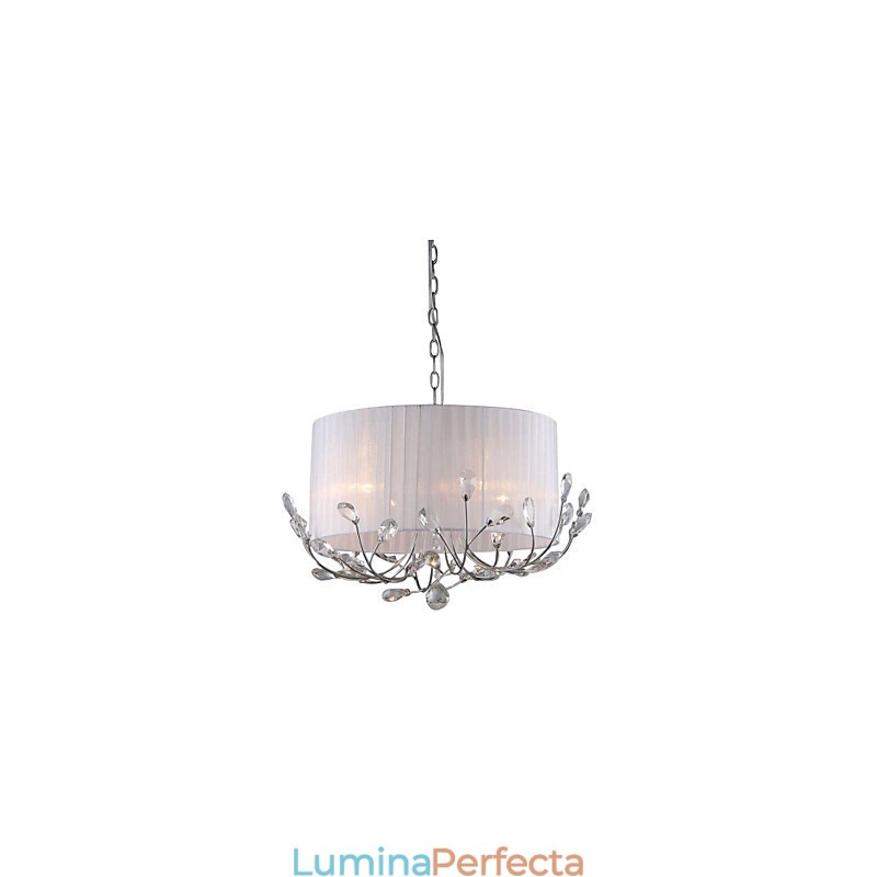 Candelabru Modern De Cristal Cu Abajur De Tesatura