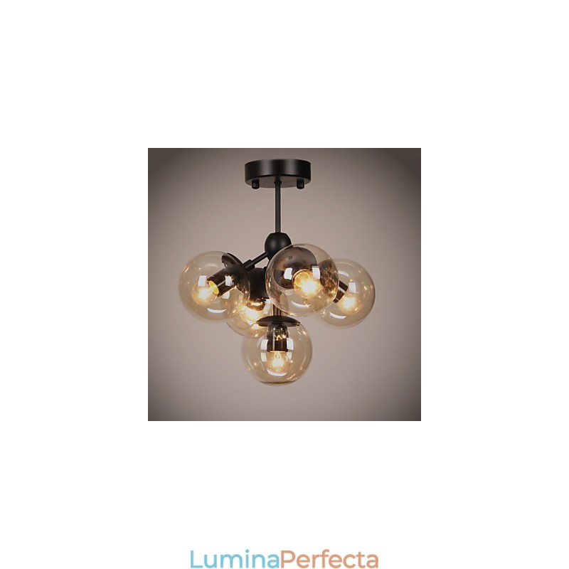 Candelabru 5 Lumini Sticla Bile Lumini Retro Exterior Garaj Metal