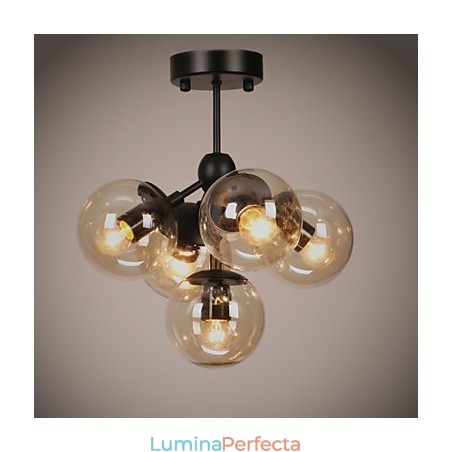 Candelabru 5 Lumini Sticla Bile Lumini Retro Exterior Garaj Metal Candelabru 5 Lumini Sticla Bile Lumini Retro Exterior Garaj Metal