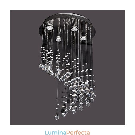 Montaj încastrat din metal cromat din cristal modern contemporan Montaj încastrat din metal cromat din cristal modern contemporan