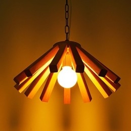 Lampă suspendată din lemn de bambus retro country