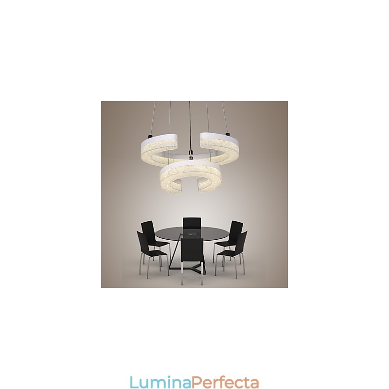 Lampă suspendată din cristal Litera „C” Lampă modernă Două inele