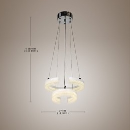 Lampă suspendată din cristal Litera „C” Lampă modernă Două inele