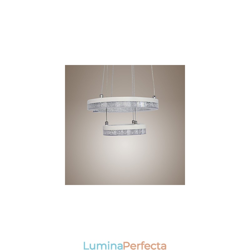Lampă suspendată din cristal Litera „C” Lampă modernă Două inele