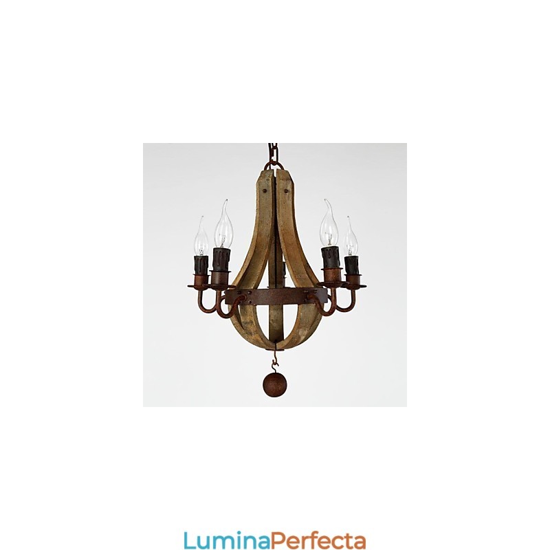 Candelabru din lemn de bambus cu pictură în stil mini vintage