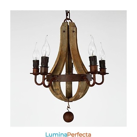 Candelabru din lemn de bambus cu pictură în stil mini vintage