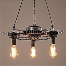VintageLron Chandelier Candelabru industrial Wind Gear