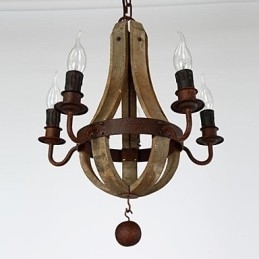 Candelabru din lemn de bambus cu pictură în stil mini vintage