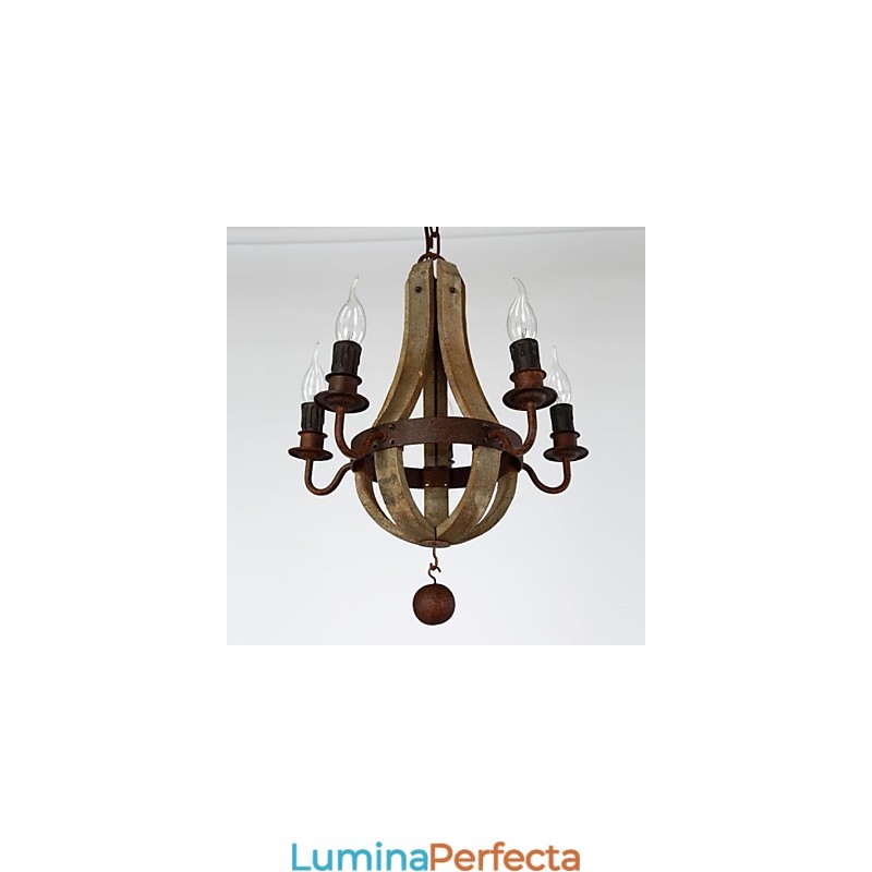 Candelabru din lemn de bambus cu pictură în stil mini vintage