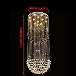 Lampă suspendată Candelabru modern din cristal 12 lumini Canpoy argintiu Glob cristal transparent Corpuri de plafon