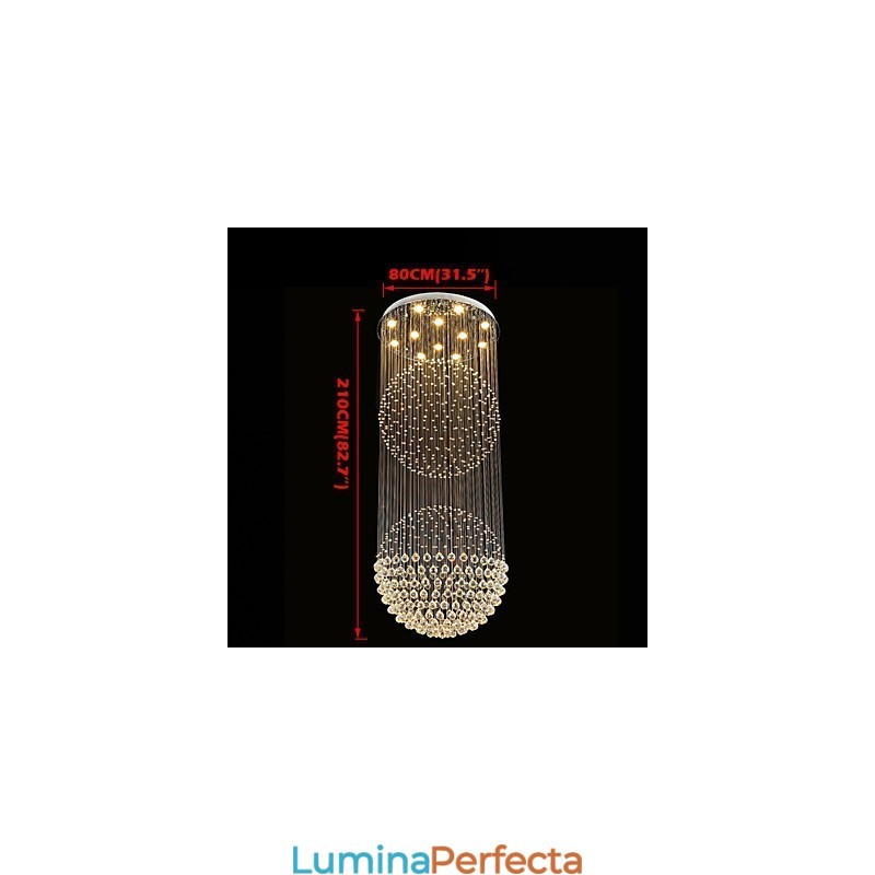 Lampă suspendată Candelabru modern din cristal 12 lumini Canpoy argintiu Glob cristal transparent Corpuri de plafon