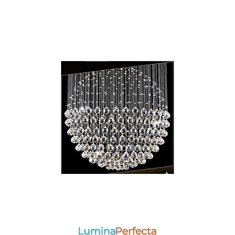 Lampă suspendată Candelabru modern din cristal 12 lumini Canpoy argintiu Glob cristal transparent Corpuri de plafon