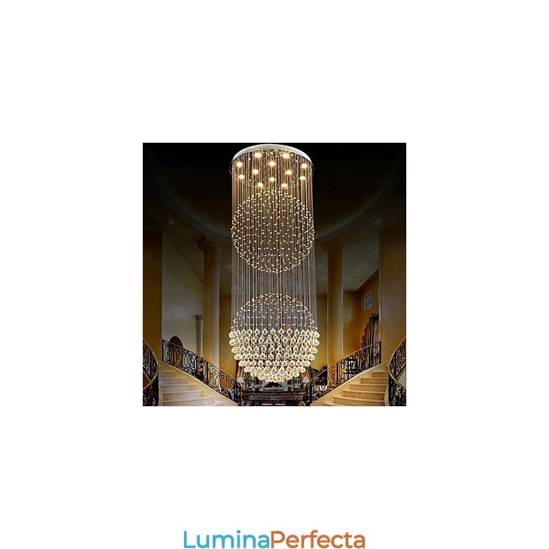 Lampă suspendată Candelabru modern din cristal 12 lumini Canpoy argintiu Glob cristal transparent Corpuri de plafon