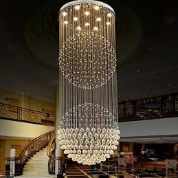 Lampă suspendată Candelabru modern din cristal 12 lumini Canpoy argintiu Glob cristal transparent Corpuri de plafon