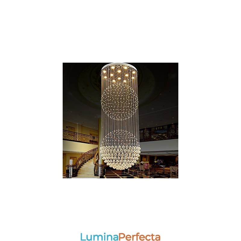 Lampă suspendată Candelabru modern din cristal 12 lumini Canpoy argintiu Glob cristal transparent Corpuri de plafon