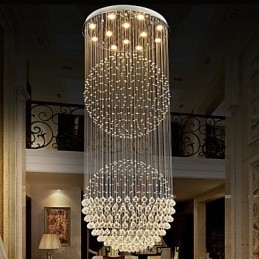 Lampă suspendată Candelabru modern din cristal 12 lumini Canpoy argintiu Glob cristal transparent Corpuri de plafon