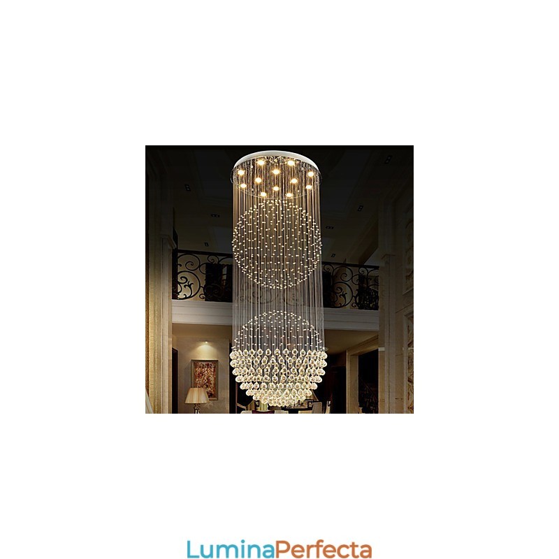 Lampă suspendată Candelabru modern din cristal 12 lumini Canpoy argintiu Glob cristal transparent Corpuri de plafon