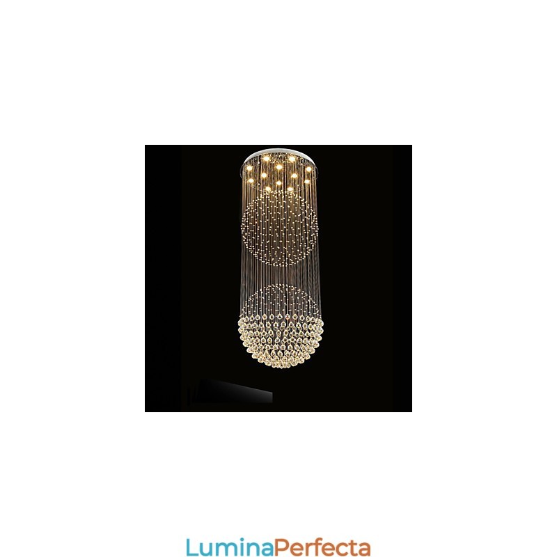 Lampă suspendată Candelabru modern din cristal 12 lumini Canpoy argintiu Glob cristal transparent Corpuri de plafon