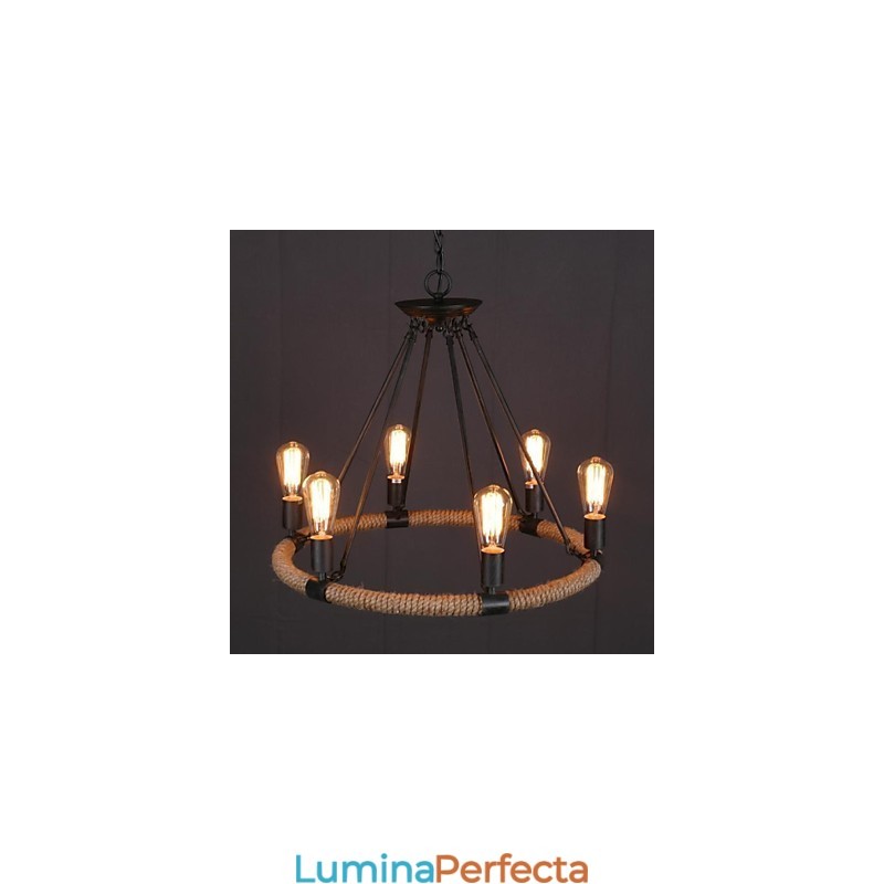 Lampă suspendată din metal cu pictură în stil rustic