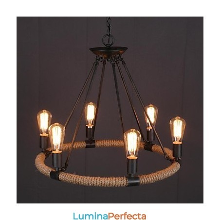 Lampă suspendată din metal cu pictură în stil rustic