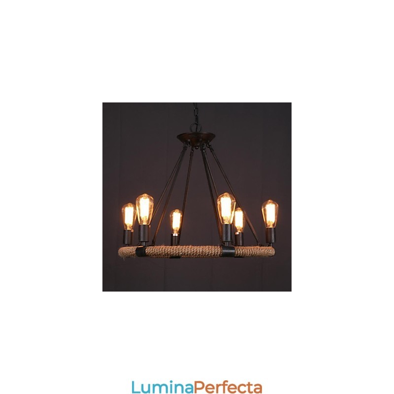 Lampă suspendată din metal cu pictură în stil rustic