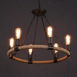 Lampă suspendată din metal cu pictură în stil rustic